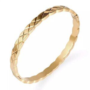 Sahira Quilted Gold Bangle.  Stackable.